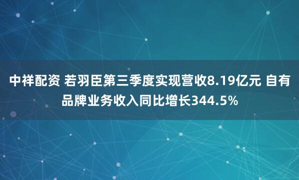 中祥配资 若羽臣第三季度实现营收8.19亿元 自有品牌业务收入同比增长344.5%